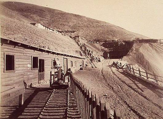 Miners coming off shift at the Dulcinea Mine of the Copiapó Mining Company, Chile, late nineteenth century. Photograph courtesy Andrea Honeyman-Brown.