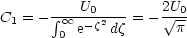           U         2U
C1 = - integral - oo -0-z2-- = - V~ -0
       0  e   dz      p
     