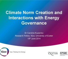 Presentation: Climate Norm Creation and Interactions with Energy Governance